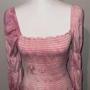 NWT Rewash Ruffled Solid Long Sleeve‎ Square Neck Blouse Top Dusty Mauve Size M